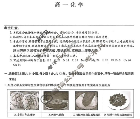 [九师联盟]2026届高一11月质量检测化学(人教版)试题