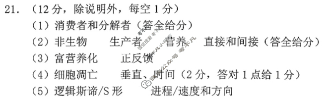 2025学年第一学期浙江省9+1高中联盟高三年级期中考试(11月)生物答案