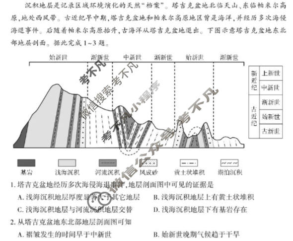 临沂市2024级普通高中学科素养水平监测试卷(11月)地理试题