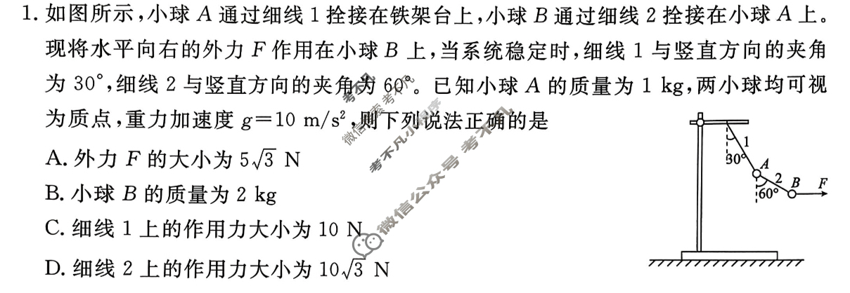 衡水金卷先享题 2025-2026学年度高三一轮复习摸底测试卷·摸底卷 物理S(二)2试题