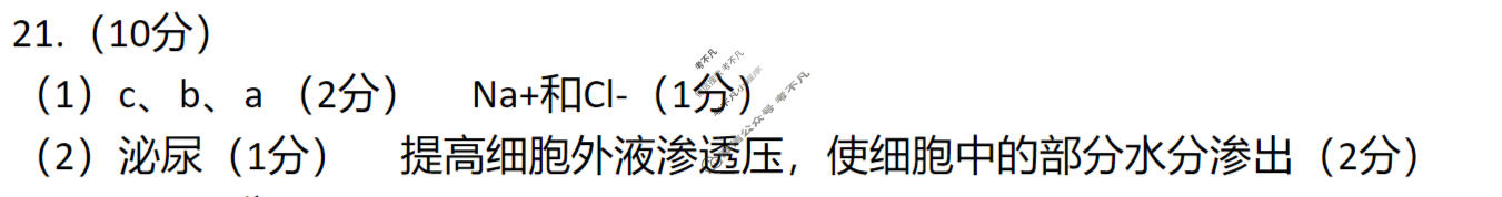 潍坊市2025-2026学年上学期高二期中质量检测生物答案