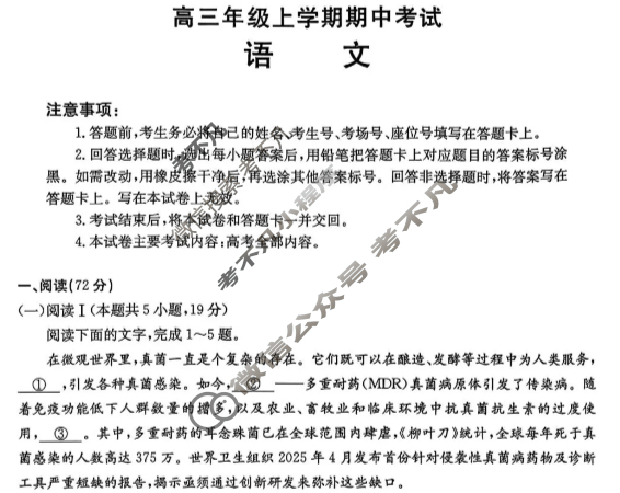 河北省金太阳2025-2026学年高三年级上学期期中考试(11.28)语文试题