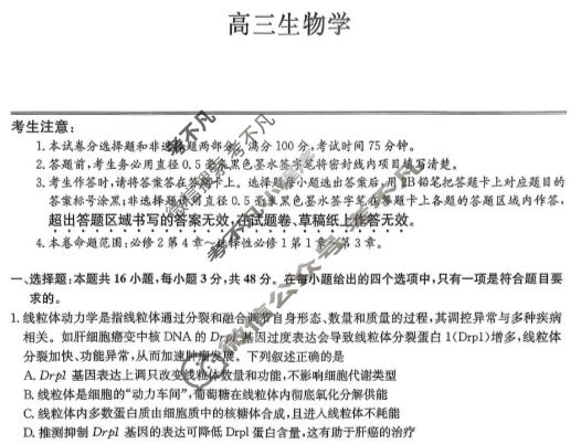 [九师联盟]2026届高三11月质量检测生物LY试题