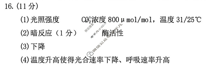 2025-2026学年泸州市高2023级第一次教学质量诊断性考试(泸州一诊)生物答案