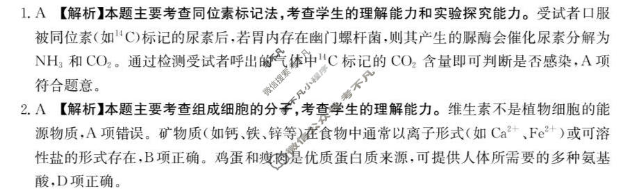 陕西省金太阳2026届高三考试11月联考(SX)生物C2答案