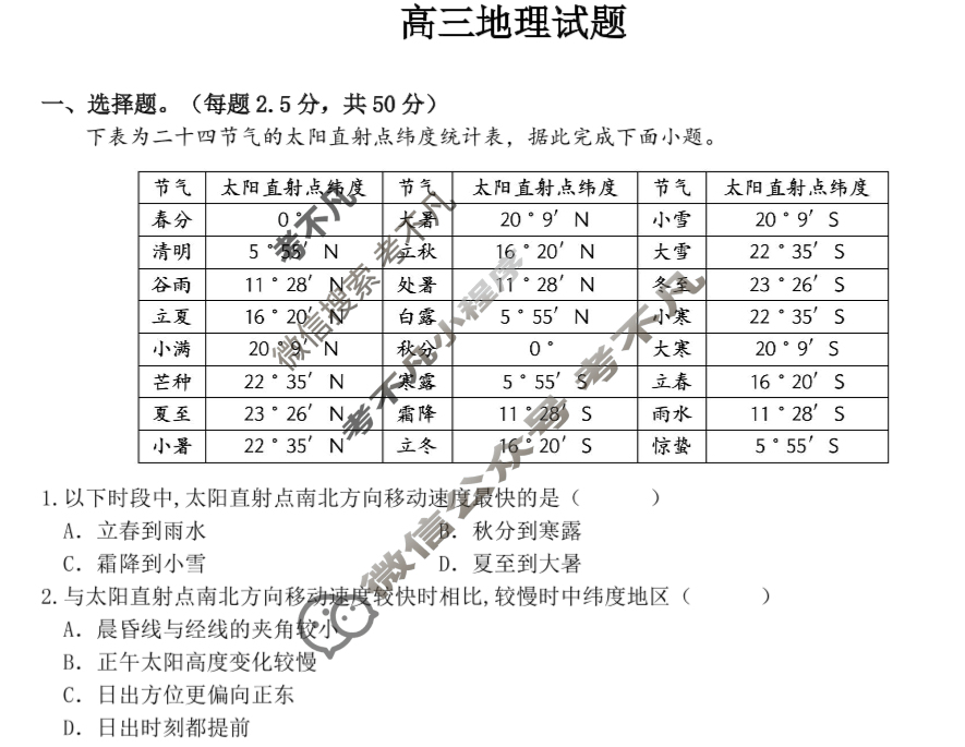 2025年黑龙江省哈尔滨市第六中学校2023级上学期12月测试地理试题