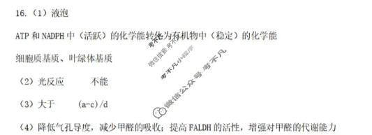 重庆育才中学2025-2026学年高三(上)12月月考生物答案