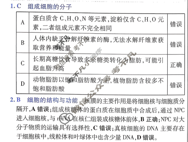 [金考卷·百校联盟]2026届高三年级10-12月考情信息卷(一)1生物(不定项)答案