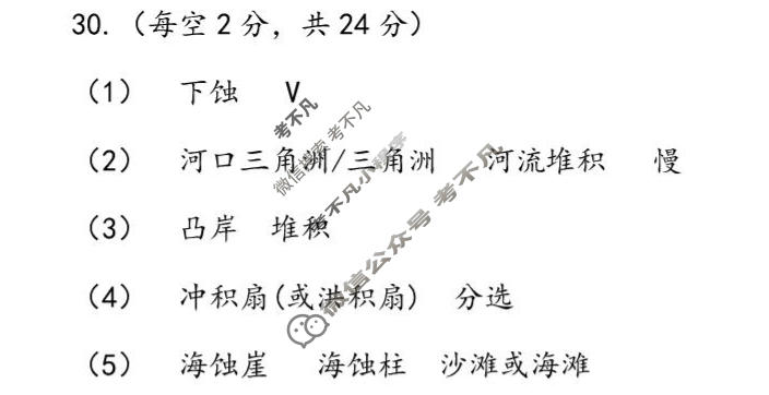 东莞市2025-2026学年第一学期高一五校联考地理答案