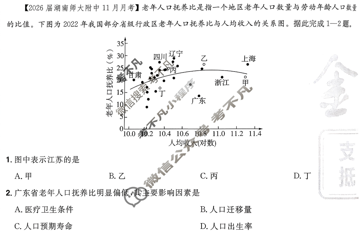 [金考卷·百校联盟]2026届高三年级10-12月考情信息卷(一)1地理试题