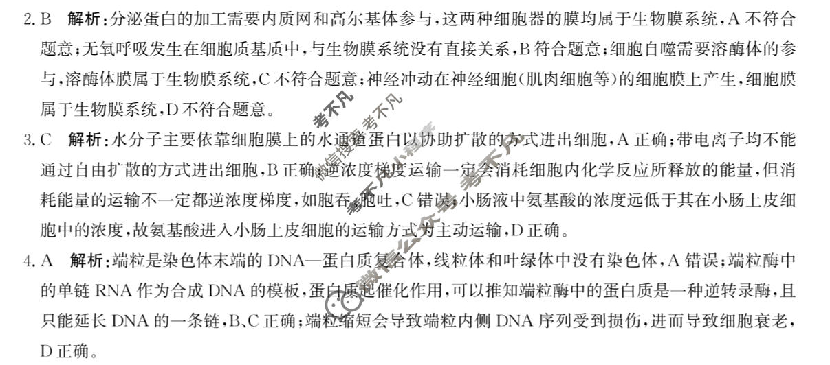 河北省沧州市普通高中2026届高三年级教学质量监测(12月)生物答案