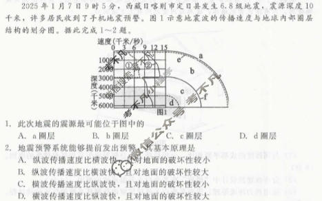 [NT20名校联合体]2025年高一年级12月质量检测考试地理试题