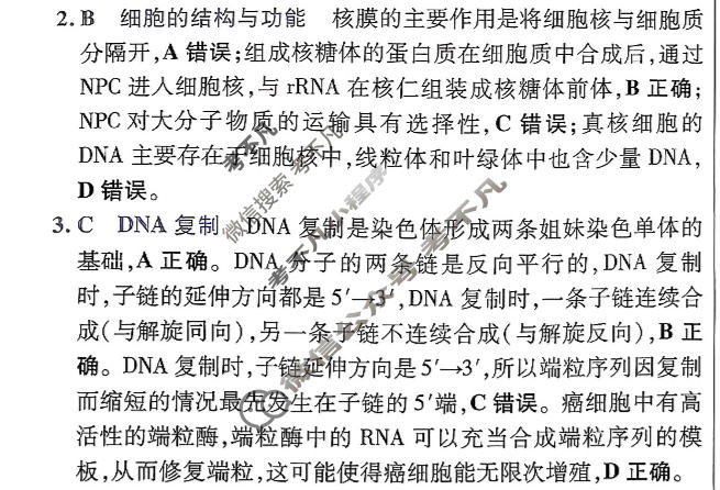 [金考卷·百校联盟]2026届高三年级10-12月考情信息卷(一)1生物答案