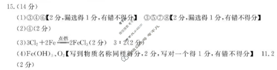 金太阳江西省2025年“三新”协同教研共同体高一联考(12.17)化学答案