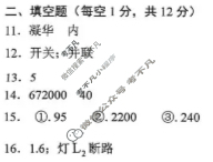 SWZ2〇25年十二月九年级学业评测物理答案