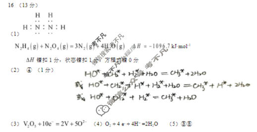 牡二中2025-2026学年度上学期高三第四次阶段性测试化学答案