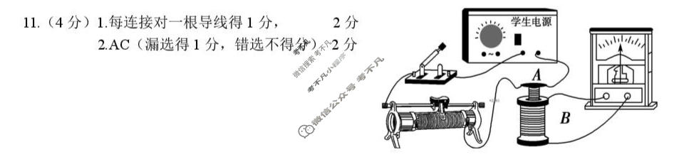 2025-2026学年蚌埠市A层高中高二第三次联考(12月)物理答案