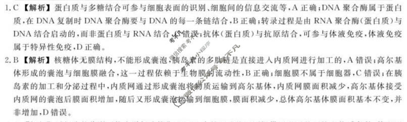 福建2025-2026学年上学期高三百校12月联合测评(FJ)生物答案