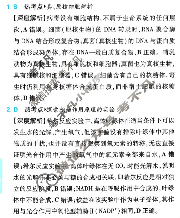 [高考必刷卷]2026年普通高中选择性考试风向信息 模拟预测卷(十一)11生物(单选)答案