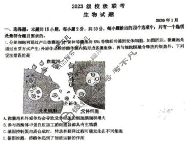 山东省德州市2023级校级联考(三)(1月)生物试题