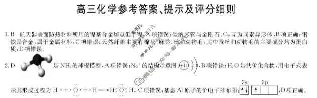 [九师联盟]2026届高三1月质量检测化学BY答案