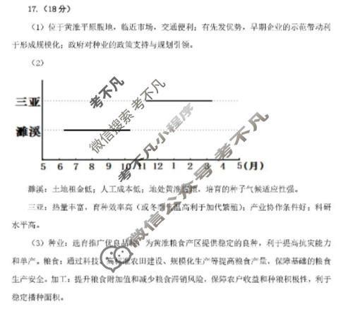 淮北市2026届高三第一次质量检测(1月)地理答案
