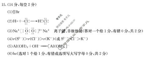 湖南名校联盟2025-2026学年高一期末(1月)化学(N)答案