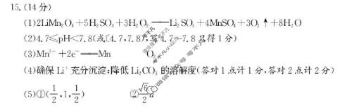 2026年邵阳市高三第一次联考试题卷(1月)化学答案