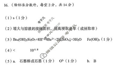 巴中市普通高中2023级"一诊"考试化学答案