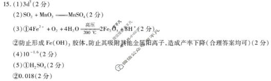 2026年滁州市高三第一次教学质量监测化学答案