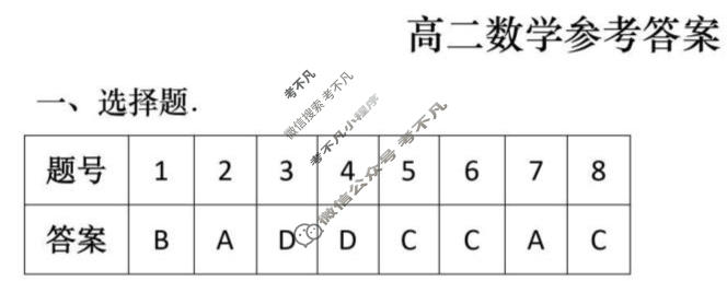 驻马店市2025-2026学年高二第一学期期末质量监测数学答案