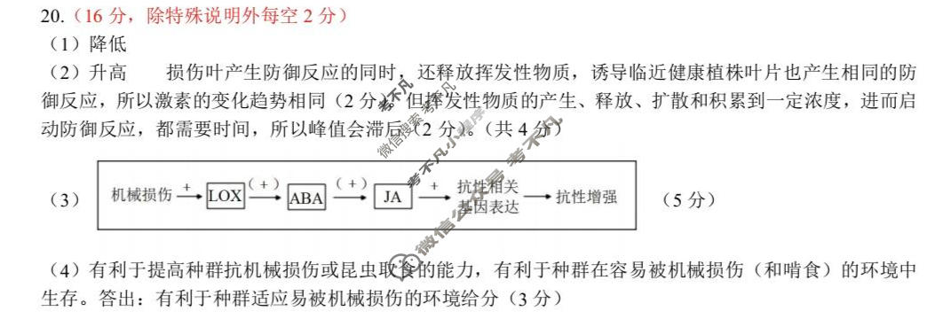 湖北省2026届高三上学期期末考试(2月)生物答案