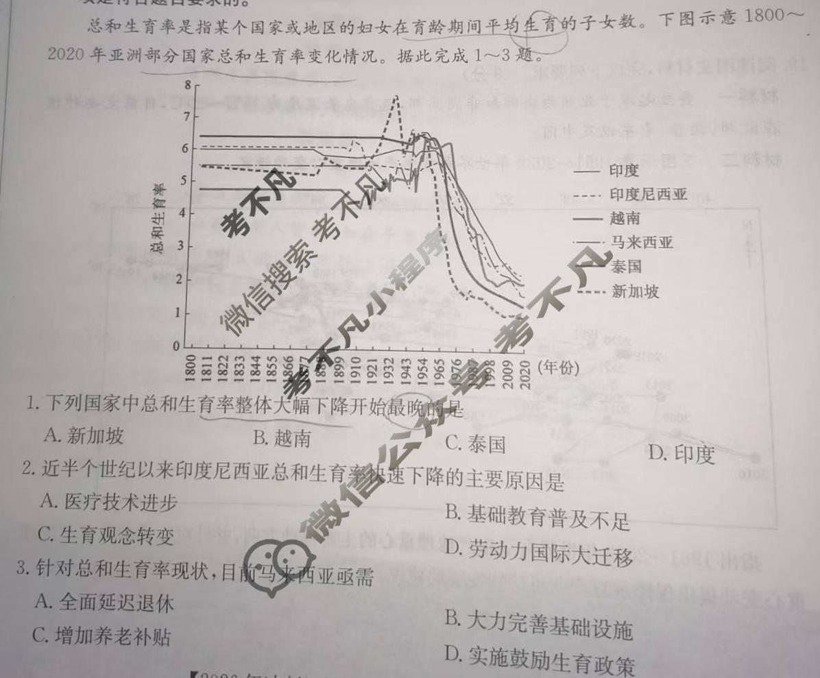 高三2026年普通高中学业水平选择性考试冲刺压轴卷(一)1地理B2试题