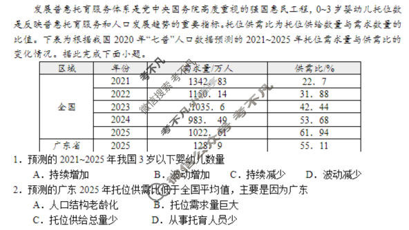 重庆育才中学高2026届高三下学期入学考试地理试题