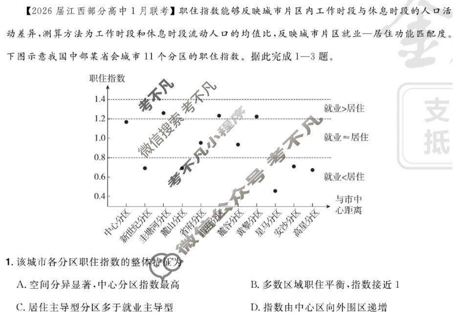 [金考卷·百校联盟]2026届高三年级1-2月考情信息卷(一)1地理(江西)试题