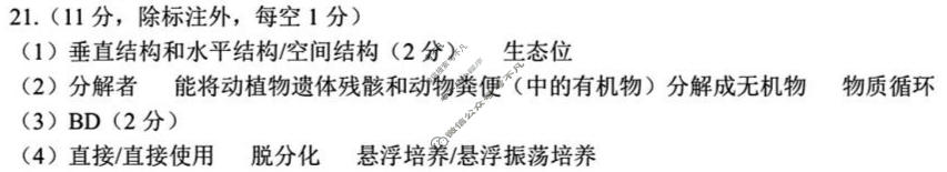 2026届浙江省名校协作体G12联盟高三下学期3月联考生物答案