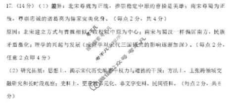 高三内蒙古包头市2026年普通高等学校招生全国统一考试(第一次模拟)历史答案