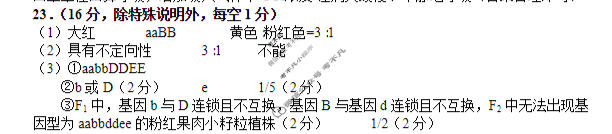 淄博市2025-2026学年高三模拟考试生物答案