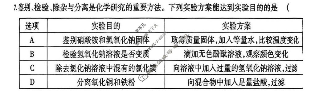 [益卷]2026年陕西省初中学业水平考试适应性训练(二)2化学A试题