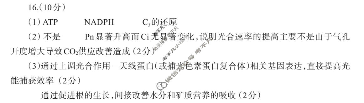 德阳市高中2023级第二次诊断考试(德阳二诊)生物答案
