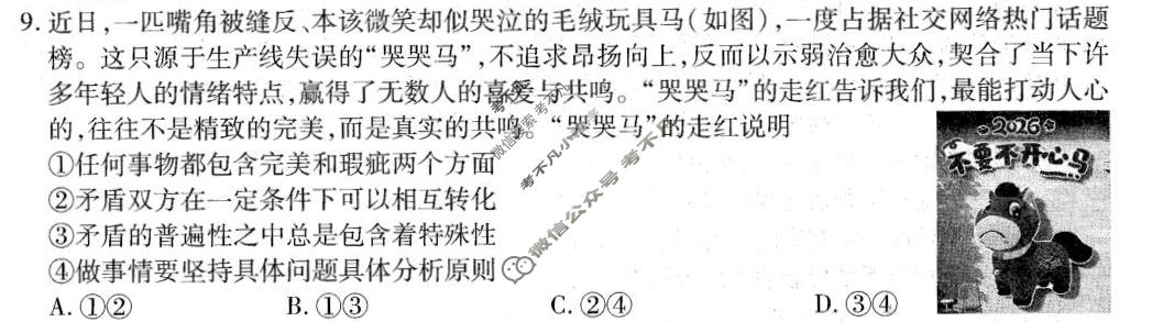 [点石联考]2026届高三年级学情调研(3月)政治试题