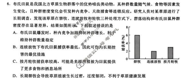 云学联盟2025-2026学年下学期高二学科素养测评生物试题
