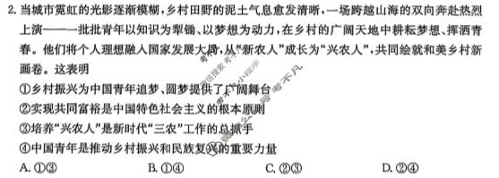 广西2025-2026学年高三3月联考(3.25)政治试题