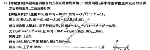 2026年全国100所名校高考模拟示范卷·数学(九)9[26·(新高考)ZX·MNJ·数学·N]答案