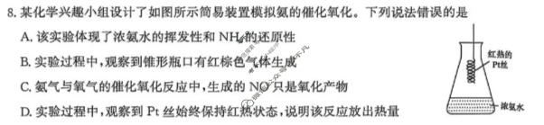 安徽省2026年高一3月学生能力评价(26-L-547A)化学(人教版)试题