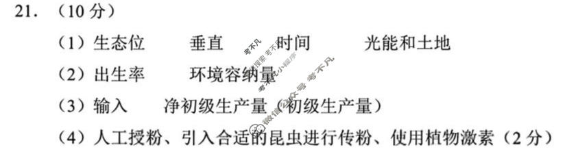 浙江省高考科目考试绍兴市适应性试卷(2026.04)生物答案