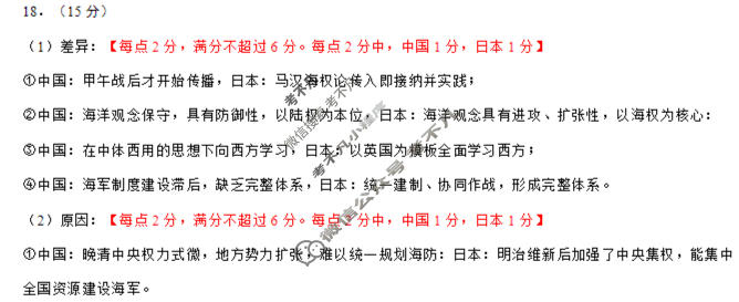 2026年沈阳市高中三年级教学质量监测(二)2(沈阳二模)历史答案