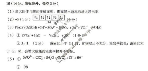 保定市2026届高三第一次模拟考试(4月)化学答案