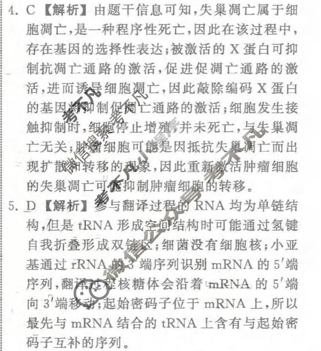 [齐鲁名校大联考]2026届山东省高三第五次学业水平联合检测生物答案