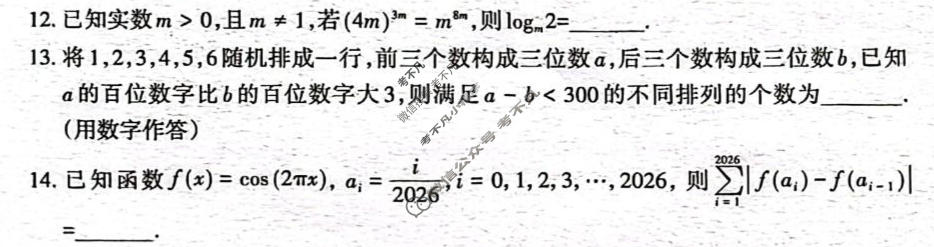 山东省泰安市2025-2026学年高三二轮检测(4月)数学试题